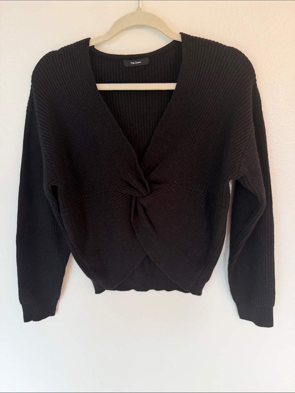 Madewell Black Twist-Front V-Neck Sweater